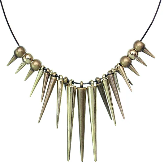 Gold Spike Nylon Necklace Set