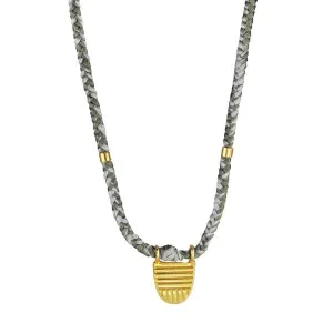 Gold Vermeil "Buddhist Flag" Necklace on Moon Cotton Cord