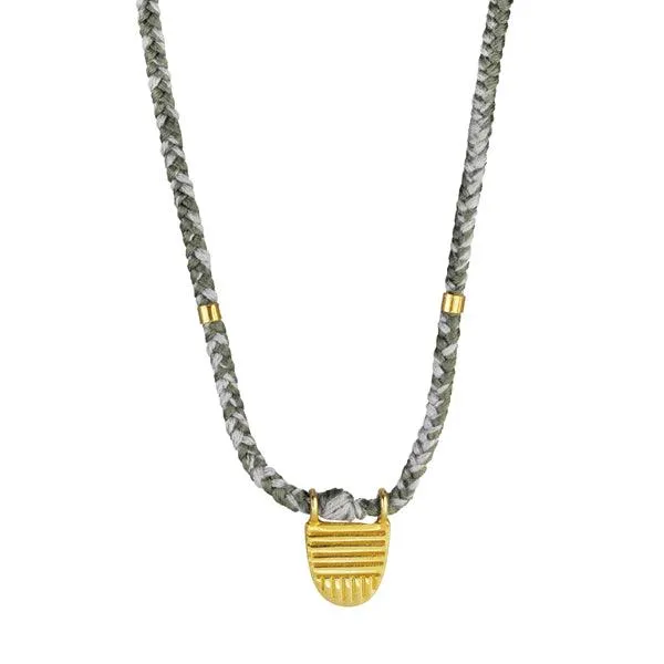 Gold Vermeil "Buddhist Flag" Necklace on Moon Cotton Cord