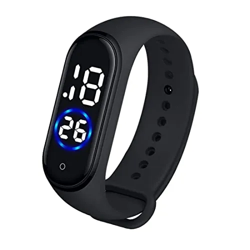 Goldenize Fashion Colourful Kids Touch Digital LED Day Date Black Display With Slim Touch Band Stylish Kids Unisex Birthday Gift Digital Fashion Watch for Boys Girls and Kids (Combo Pack of 2) (Black)