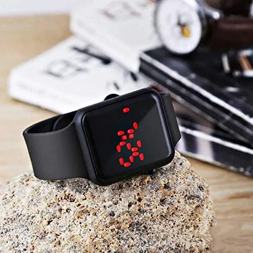 Goldenize Fashion Colourful Kids Touch Digital LED Day Date Black Display With Slim Touch Band Stylish Kids Unisex Birthday Gift Digital Fashion Watch for Boys Girls and Kids (Combo Pack of 2) (Black)