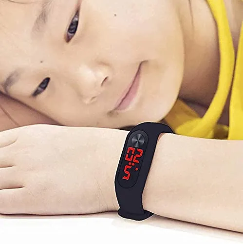 Goldenize Fashion Kids Digital Date and Time Black Dial LED Watch for Stylish Kids Unisex Birthday Gift Digital Children Watch for Boys & Girls | Pack of 2