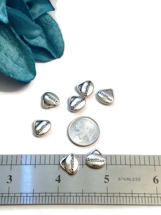 Gratitude Recovery Pendant Charms - Silver Tone Oval 10 Pcs