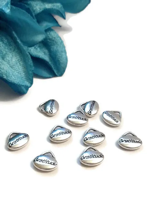 Gratitude Recovery Pendant Charms - Silver Tone Oval 10 Pcs