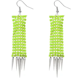 Green Mesh Spike Dangle Earrings