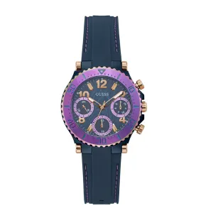 Guess Cosmic Blue Silicone Strap Blue Dial Chronograph Quartz Watch for Ladies - GW0466L2