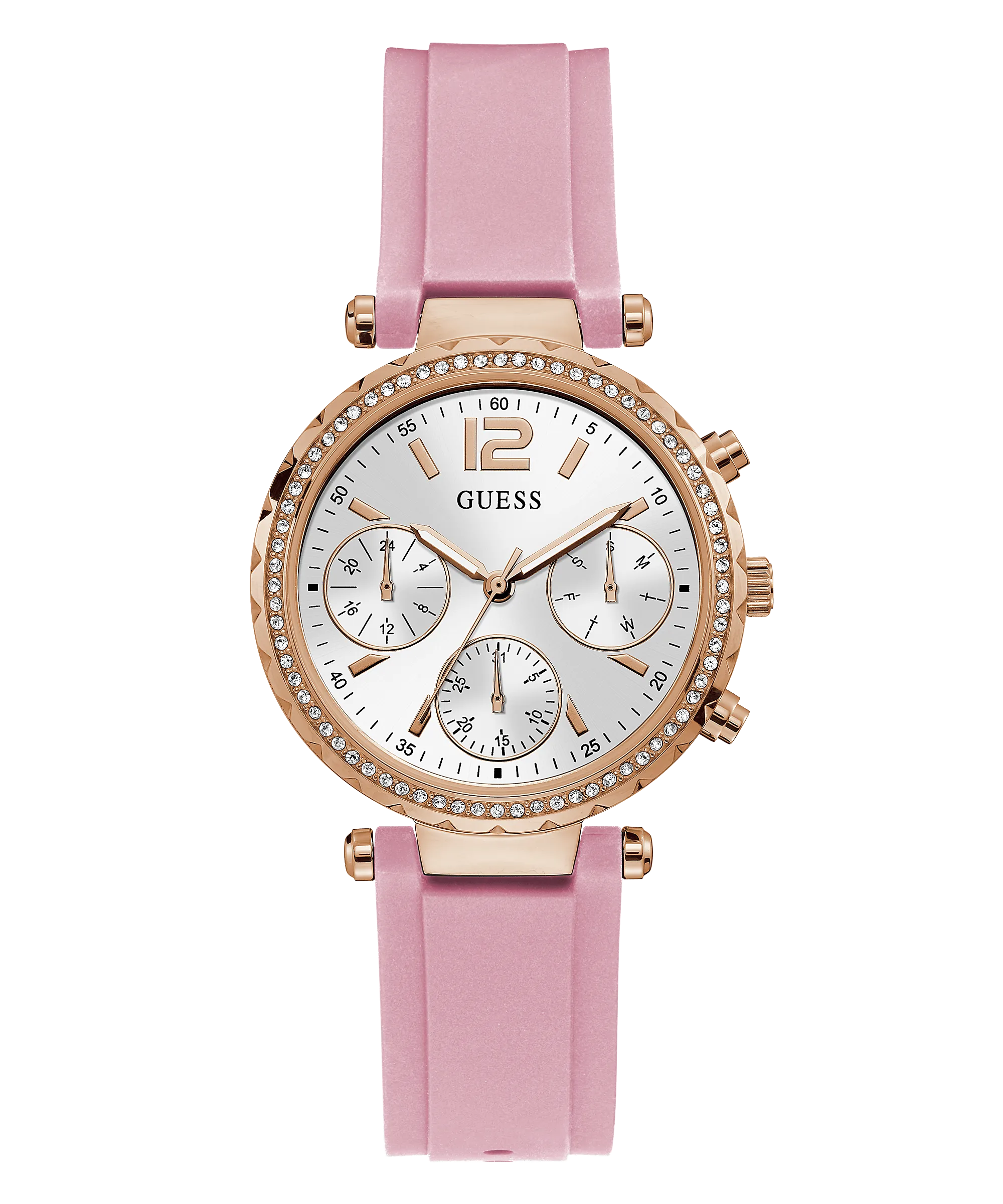 Guess Solstice Rose Gold Silicone Women's Watch GW0113L4