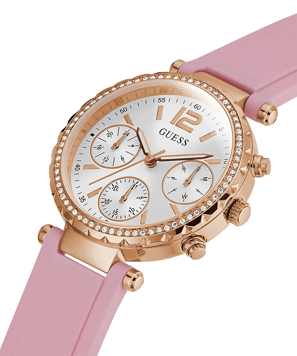 Guess Solstice Rose Gold Silicone Women's Watch GW0113L4