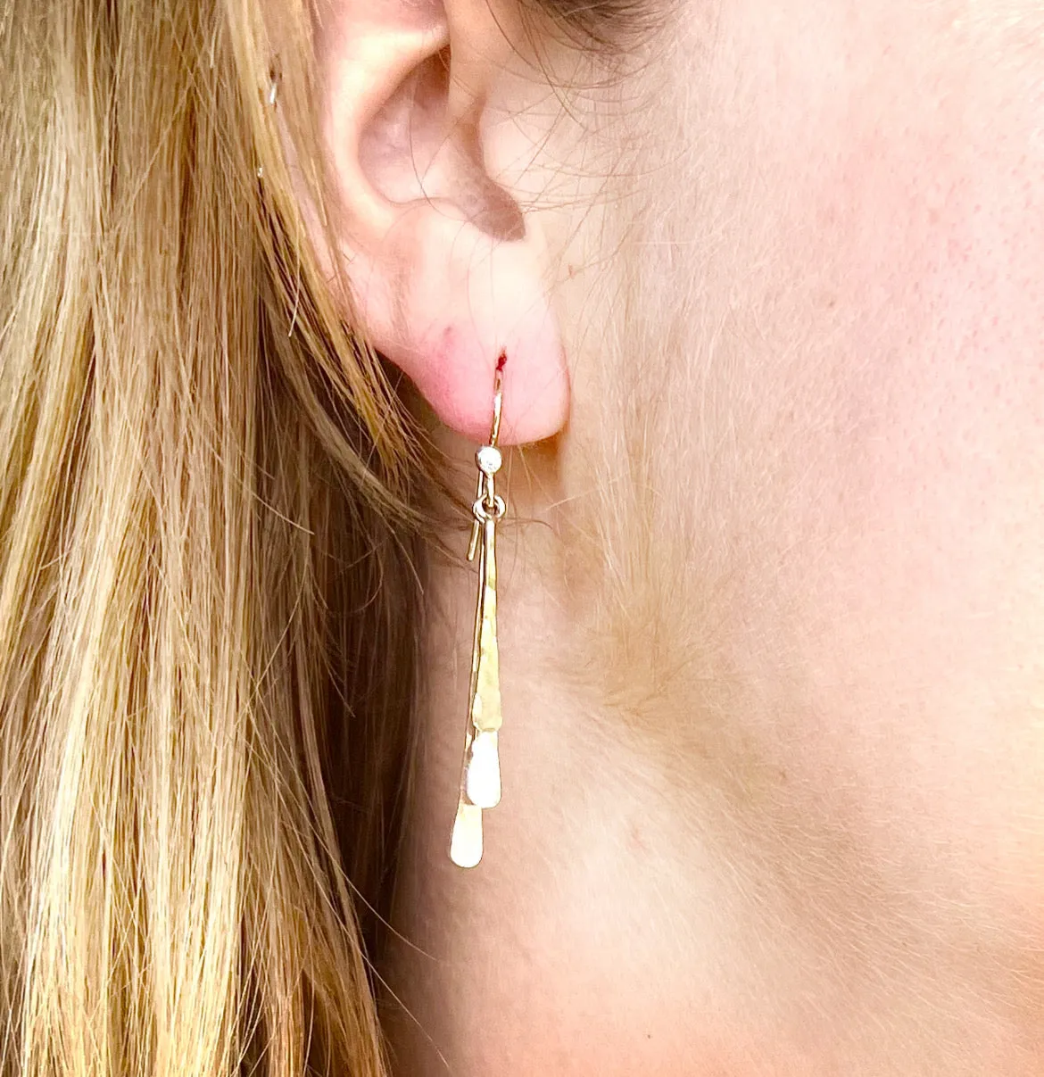 Hammered Spikes with Diamonds Gold Earrings
