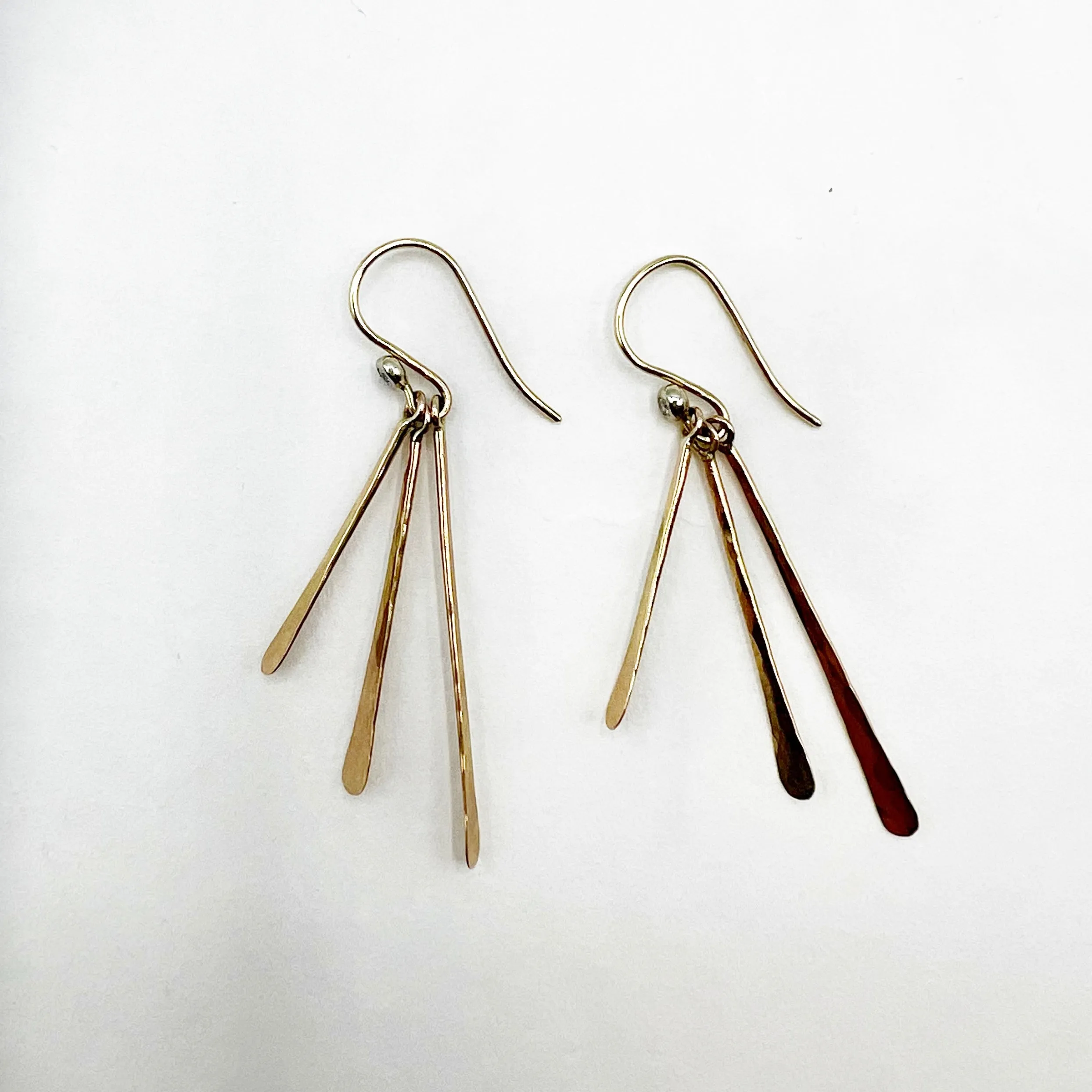 Hammered Spikes with Diamonds Gold Earrings