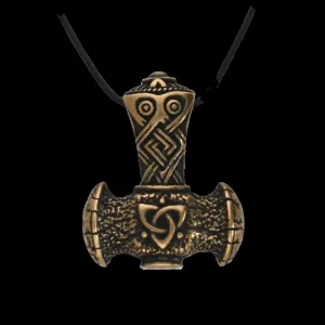 Handcrafted Mjölnir Triquetra Bronze Amulet