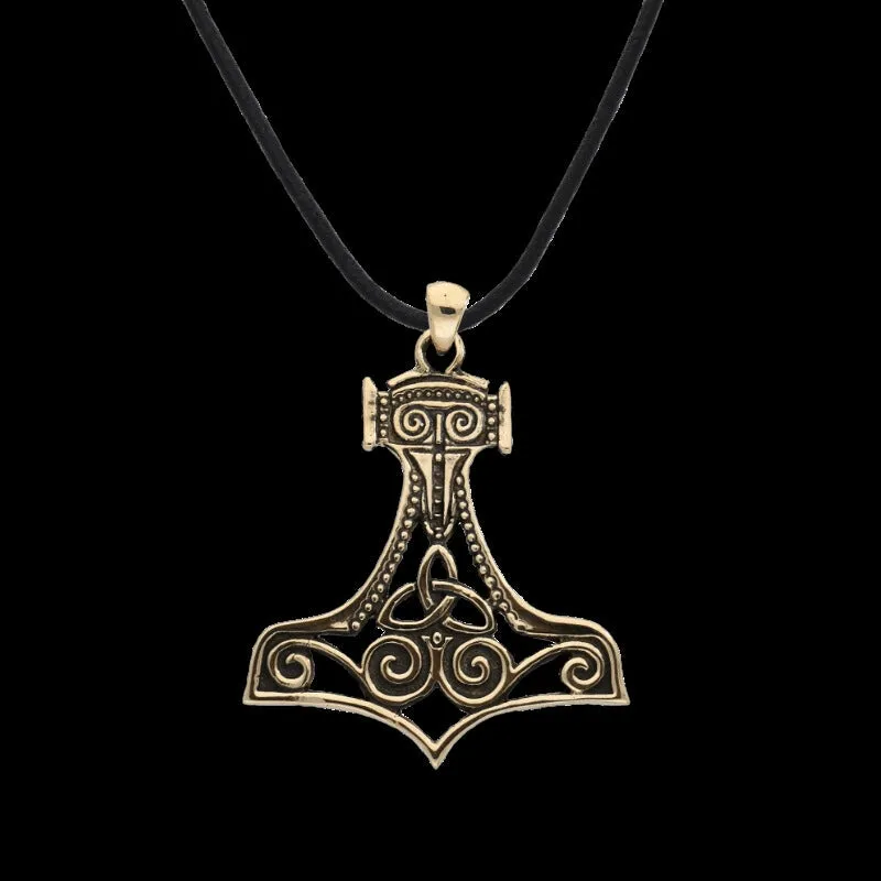 Handcrafted Thor's Hammer Mjolnir With Ornament Bronze Pendant