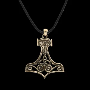 Handcrafted Thor's Hammer Mjolnir With Ornament Bronze Pendant