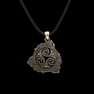 Handcrafted Triskelion Symbol Ornament Bronze Pendant