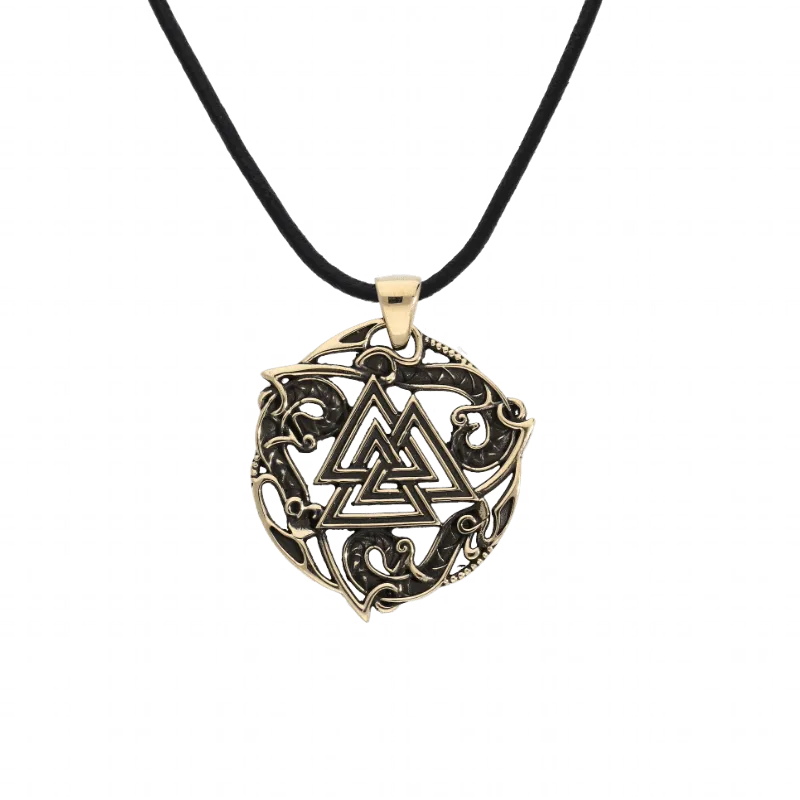 Handcrafted Valknut Symbol Ornament Bronze Pendant