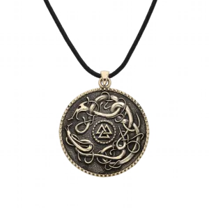 Handcrafted Valknut Urnes Style Large Bronze Amulet