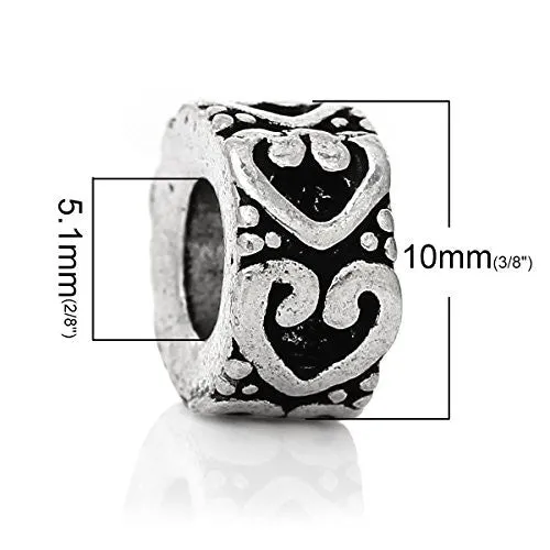 Heart Bead Compatible for Most European Snake Chain Bracelet