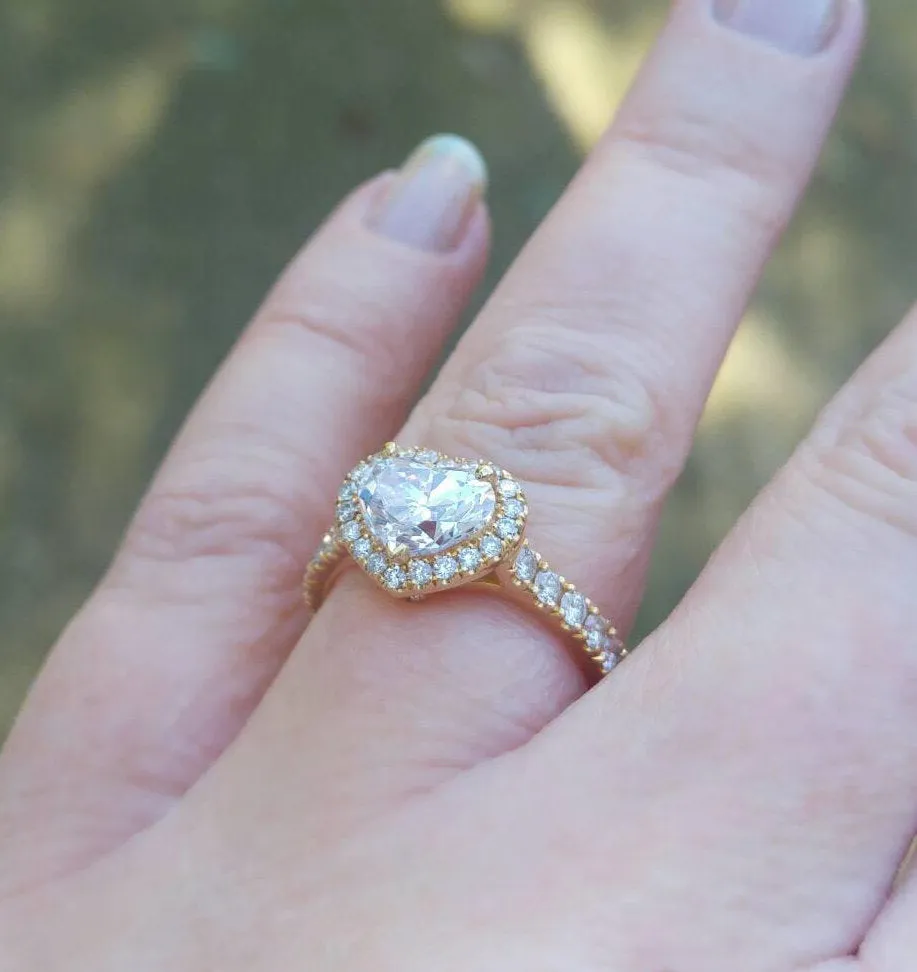Heart Shape Diamond Halo Engagement Ring