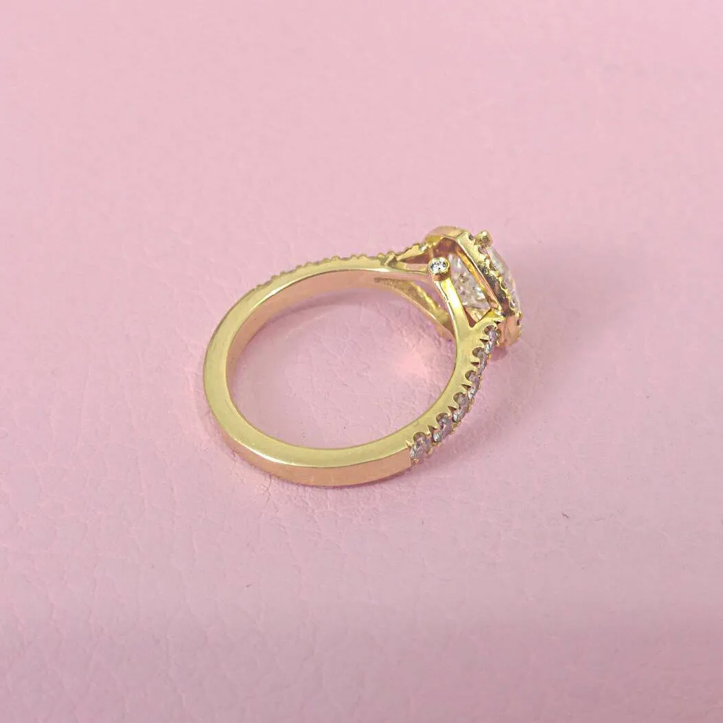 Heart Shape Diamond Halo Engagement Ring