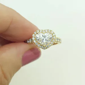 Heart Shape Diamond Halo Engagement Ring