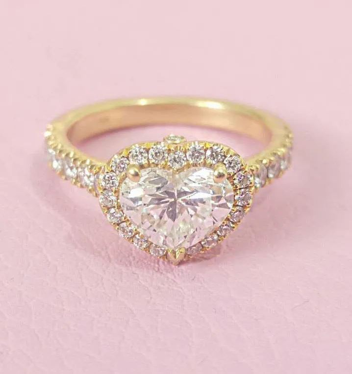 Heart Shape Diamond Halo Engagement Ring