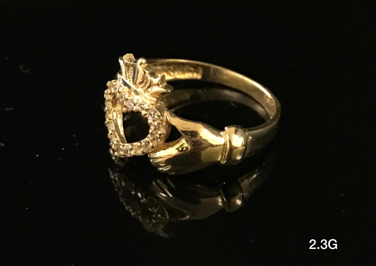 Heart with CZ stones ring 10K Solid Gold