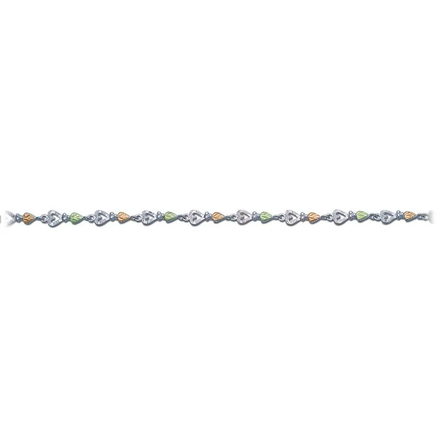 Hearts of Foliage - Sterling Silver Black Hills Gold Bracelet