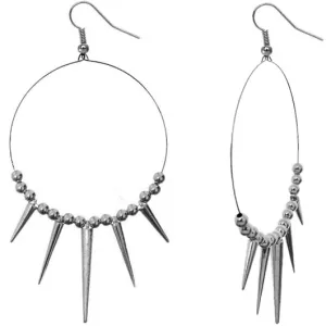 Hematite Large Spike Beaded Hoop Earrings