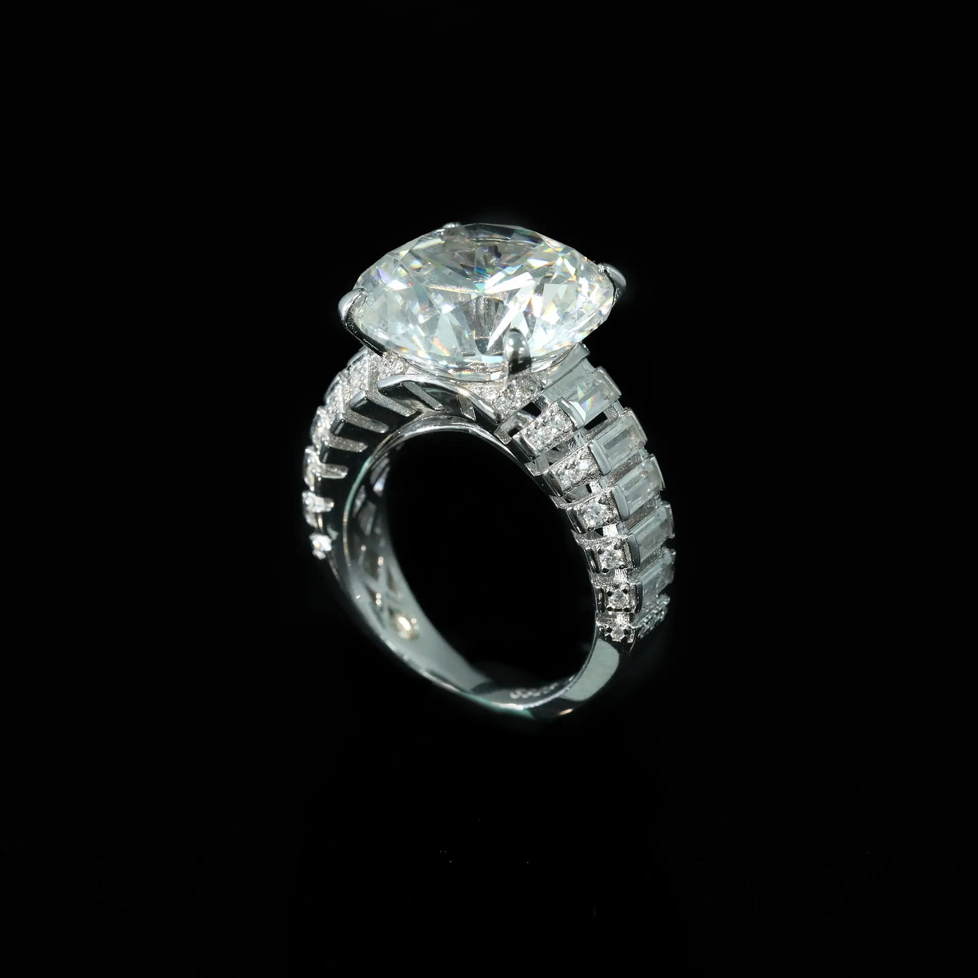 High Carbon Diamond White G Color 12 Carat Dove Egg Ring