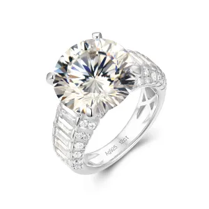 High Carbon Diamond White G Color 12 Carat Dove Egg Ring