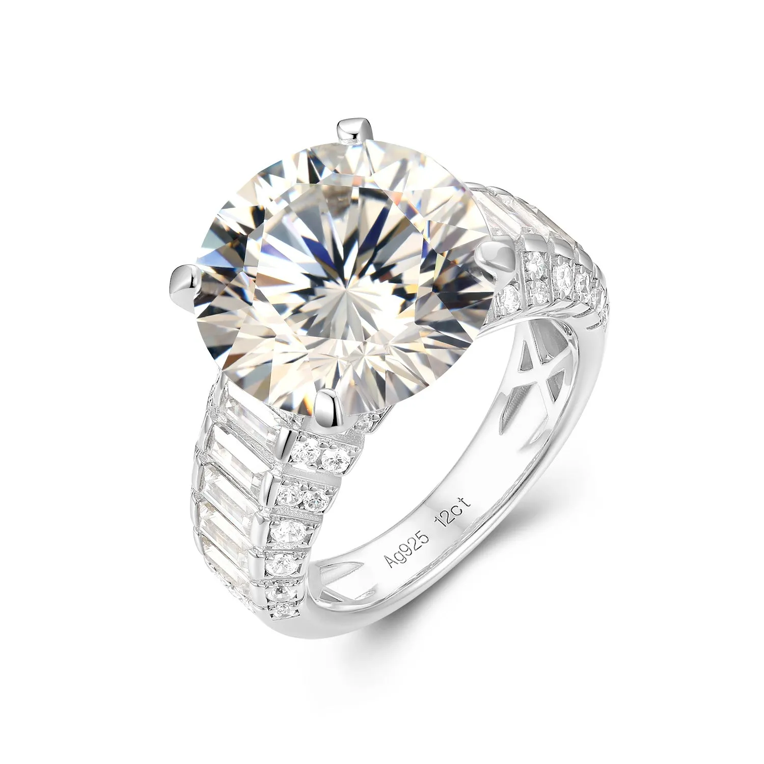 High Carbon Diamond White G Color 12 Carat Dove Egg Ring