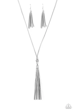 Hold My Tassel Silver Paparazzi Necklace