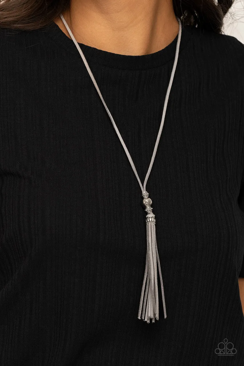 Hold My Tassel Silver Paparazzi Necklace