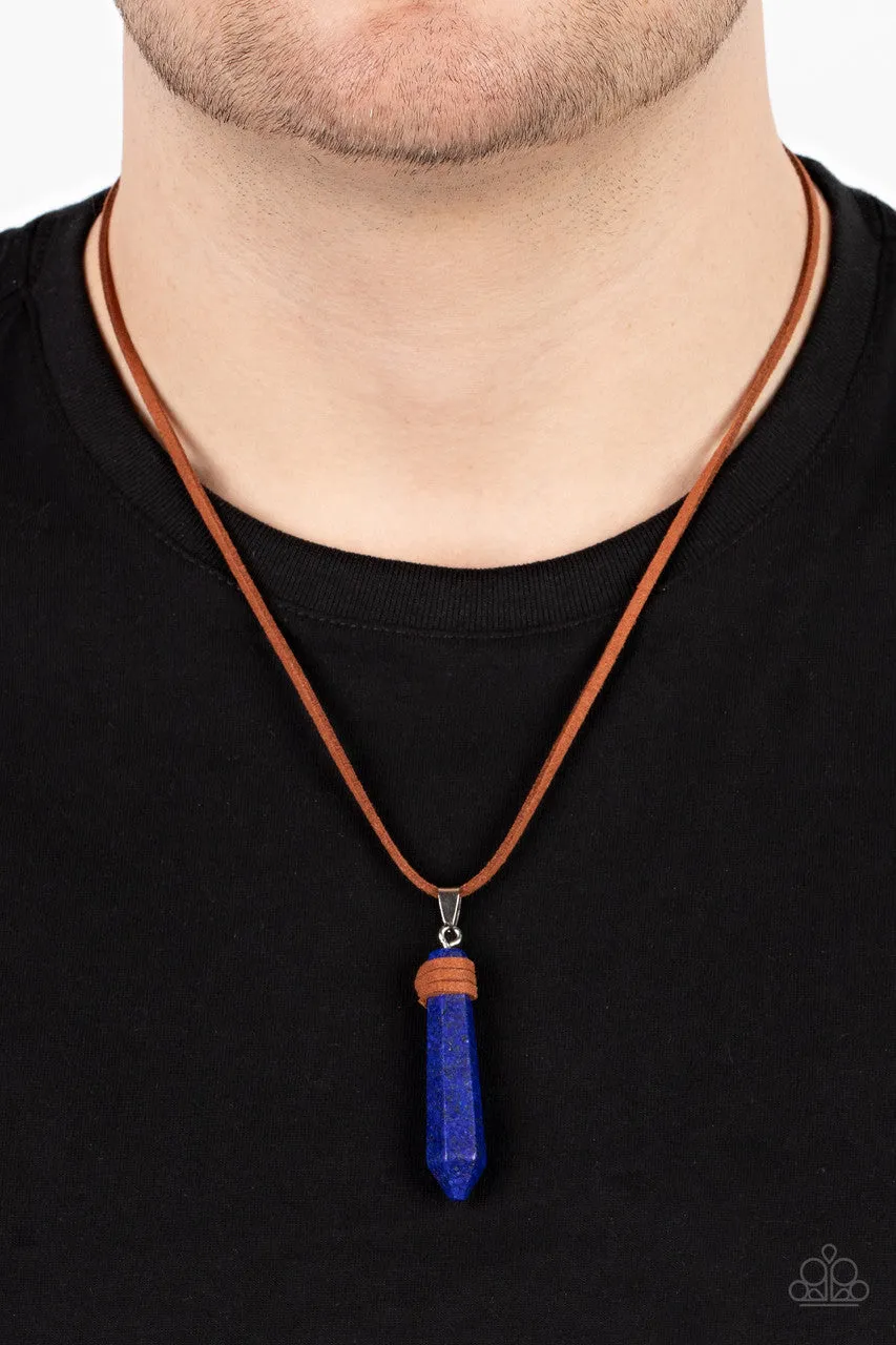Holistic Harmony - Blue - Lapis Lazuli Stone Brown Cord Paparazzi Men's Necklace