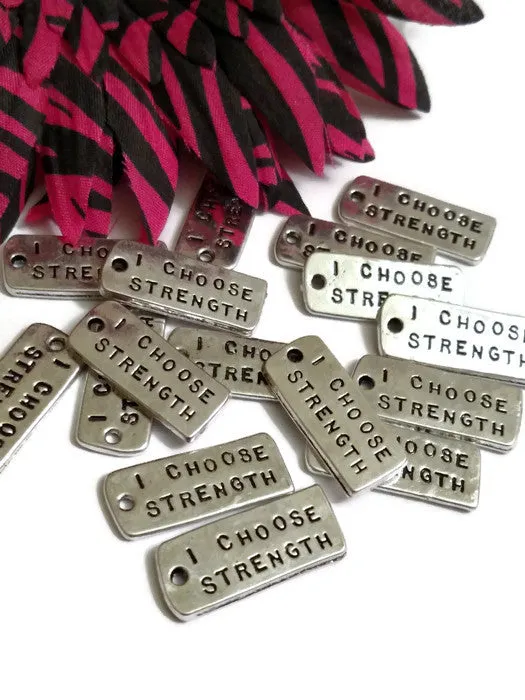 I Choose Strength Inspirational Pendant Charms - Silver