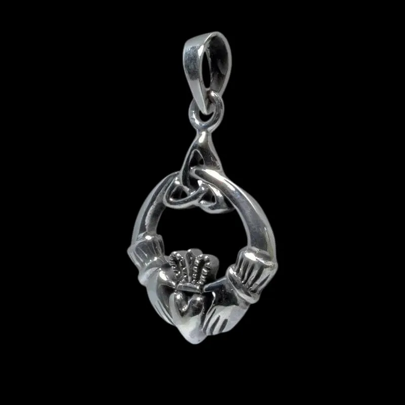 Irish Claddagh Triquetra Trinity Knot Charm 925 Sterling silver Pendant