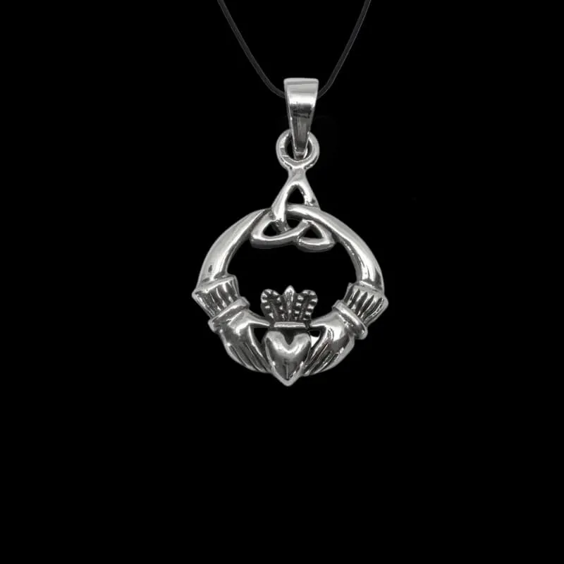 Irish Claddagh Triquetra Trinity Knot Charm 925 Sterling silver Pendant