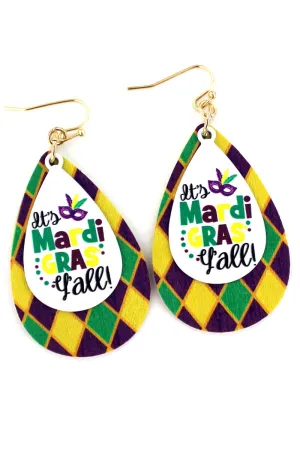 It's Mardi Gras Y'all Teardrop Earrings