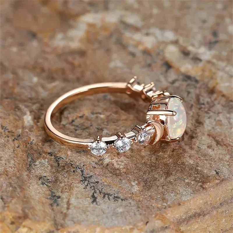 Kawaii Imitation Opal Moon Rings 🌙💙✨ - Dreamy Wedding & Anniversary Accessories for Her!