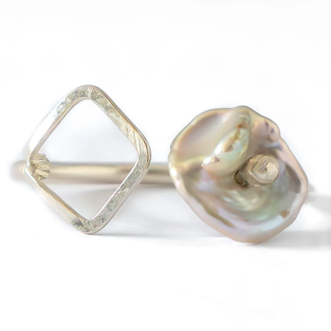 Keshi Pearl & Argentium Silver Shape Rings - Karolyn Elisa Jewelry