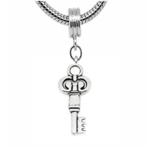 Key Charm Dangle Charm European Bead Compatible for Most European Snake Chain Bracelet