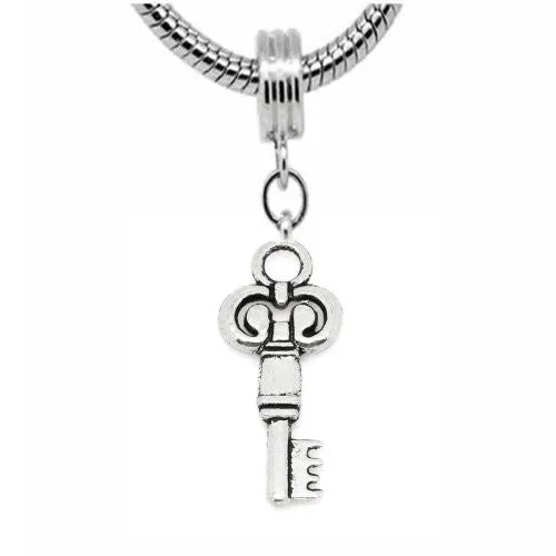 Key Charm Dangle Charm European Bead Compatible for Most European Snake Chain Bracelet