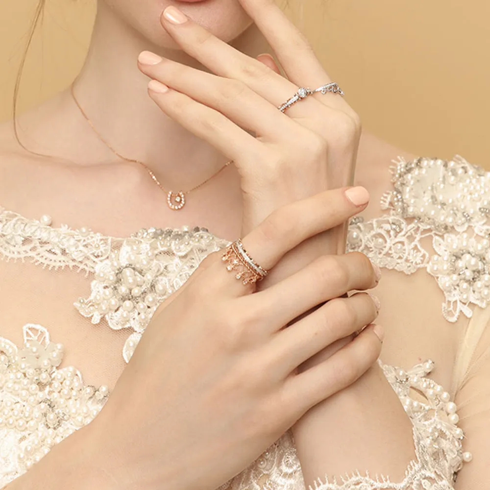 Lace Filigree Milgrain Diamonds Tiara Crown Ring
