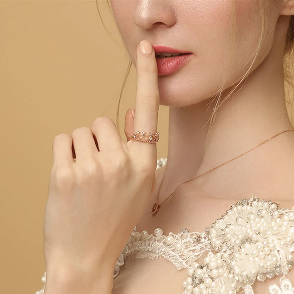 Lace Filigree Milgrain Diamonds Tiara Crown Ring