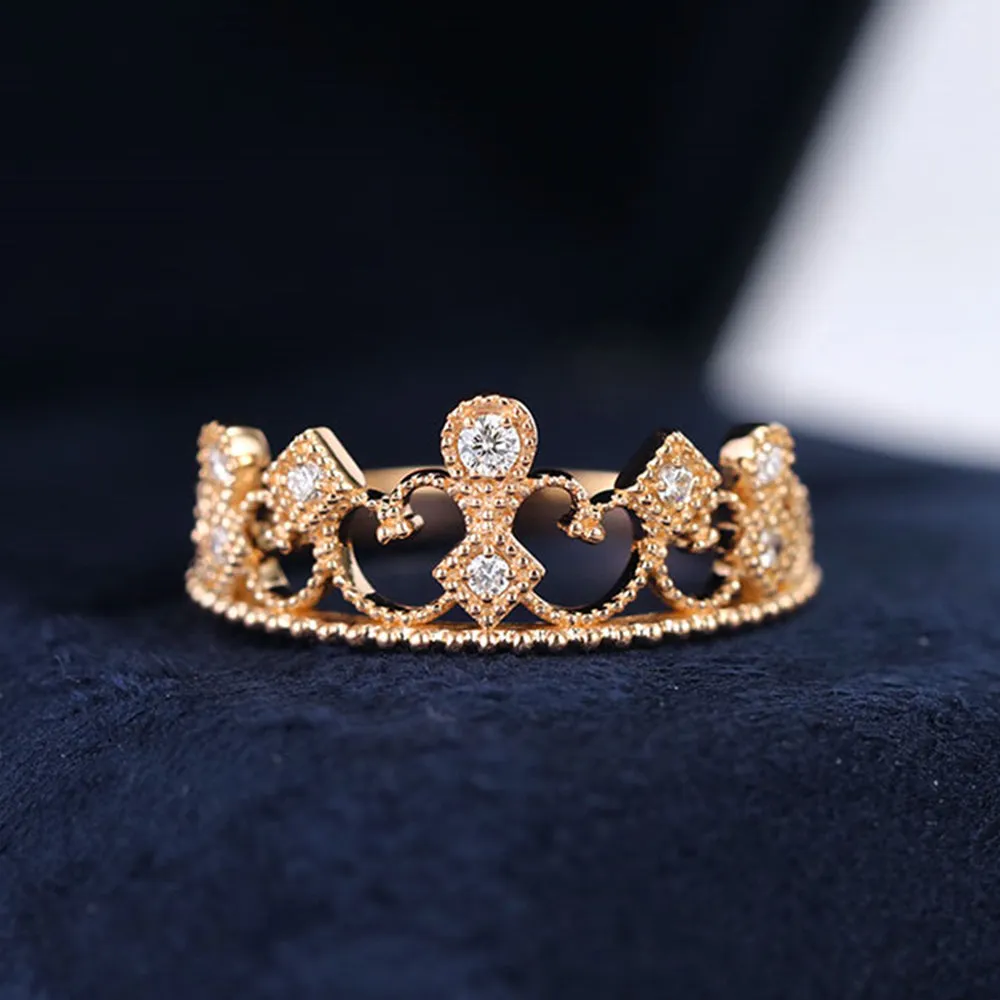 Lace Filigree Milgrain Diamonds Tiara Crown Ring