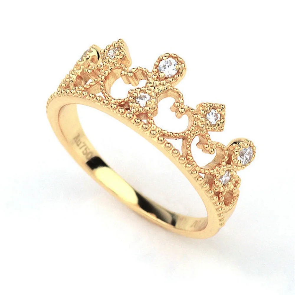 Lace Filigree Milgrain Diamonds Tiara Crown Ring