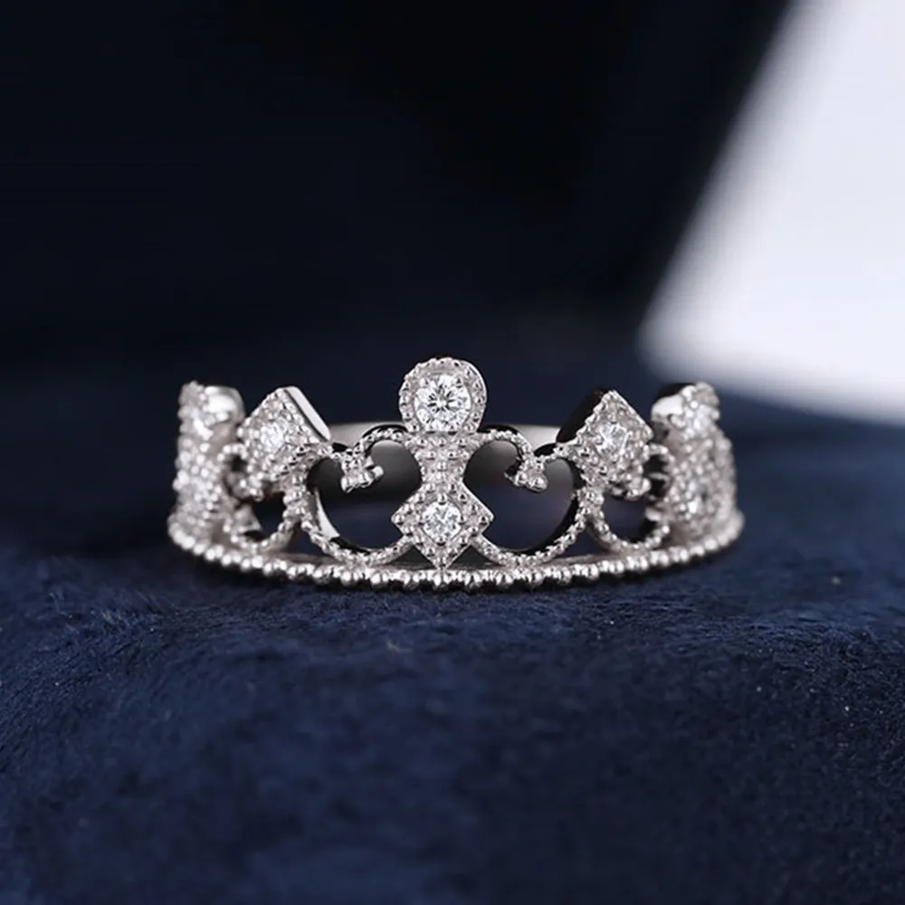 Lace Filigree Milgrain Diamonds Tiara Crown Ring