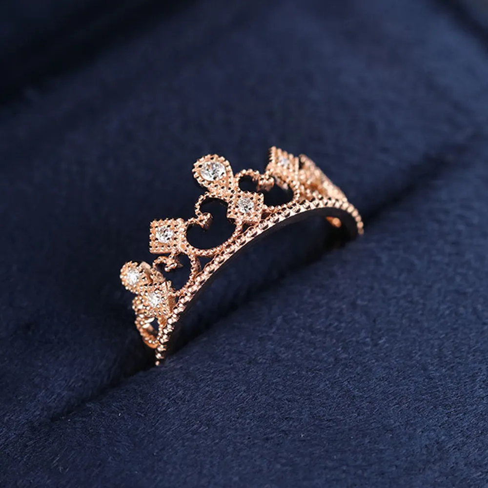 Lace Filigree Milgrain Diamonds Tiara Crown Ring