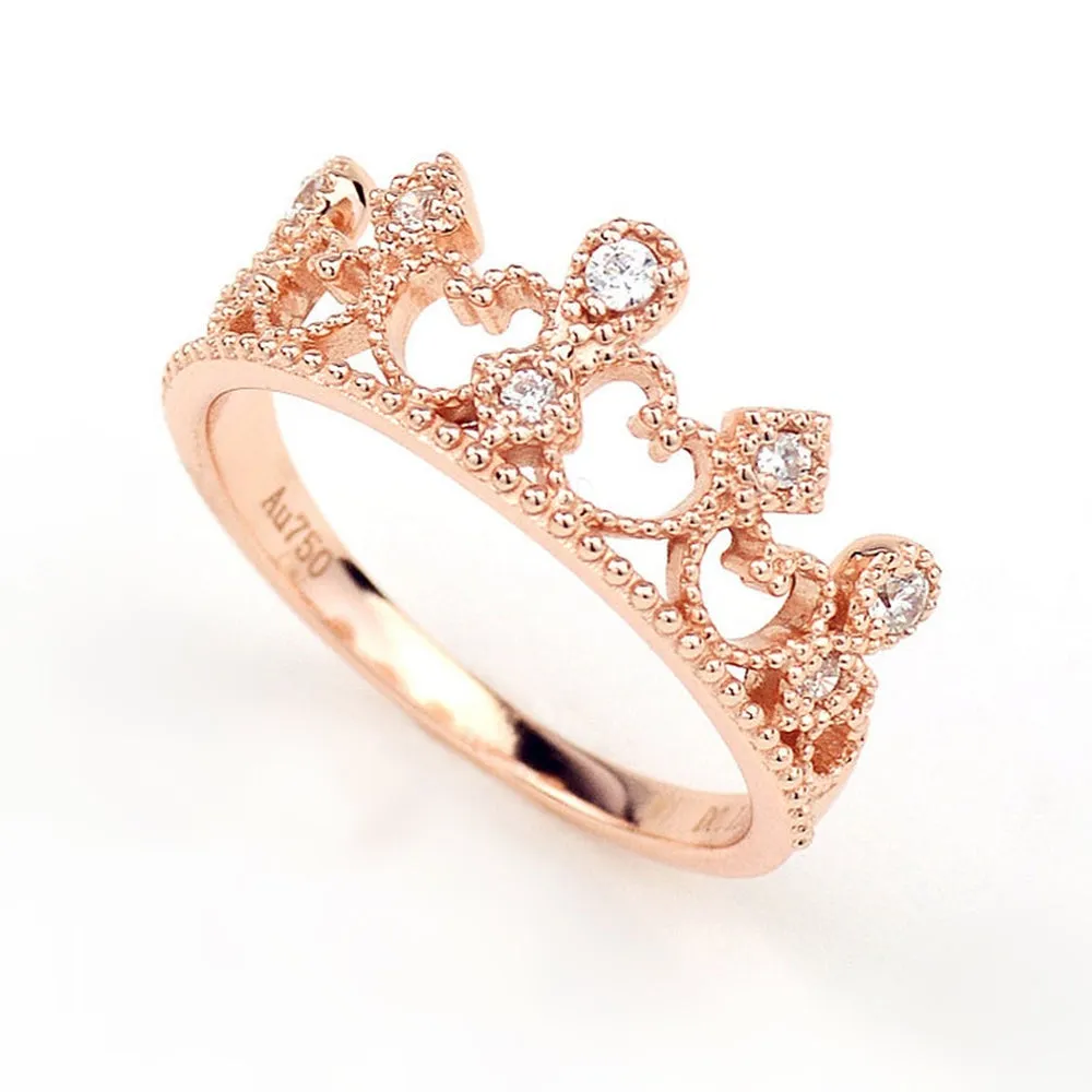 Lace Filigree Milgrain Diamonds Tiara Crown Ring