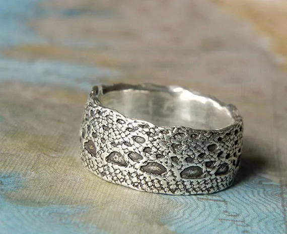 Lace Sterling Silver Wedding Rings